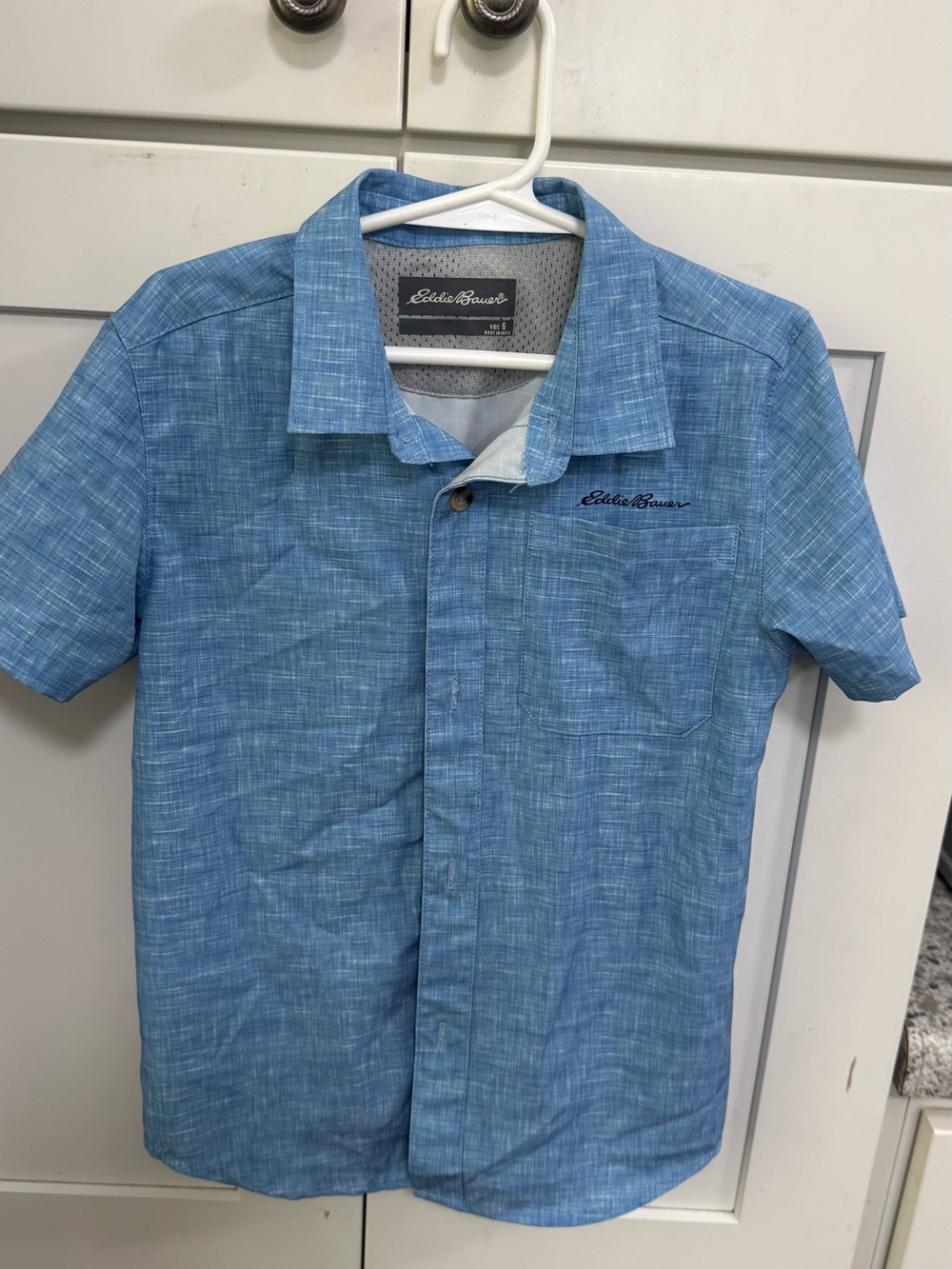 Eddie Bauer Light Blue Short-Sleeve Button-Down Shirt